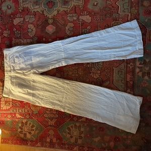 Anthropology Pilcro Low Rise Flare Gauze Pants, White/off-white, size 0